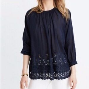 Madewell Navy Eyelet Blouse